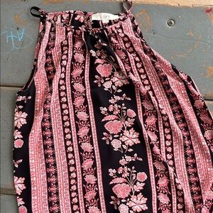 LOFT Black and Pink Floral Sleeveless Blouse